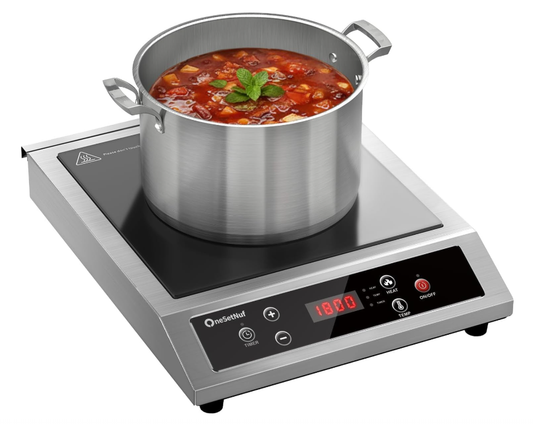 Stainless Steel Induction Cooktop, Professional-Grade Induction Cooker with Precise Temperature Control,Portable Countertop Burner with UL Certified, 10 Hours Timer Powerful 1800W Hot Plate